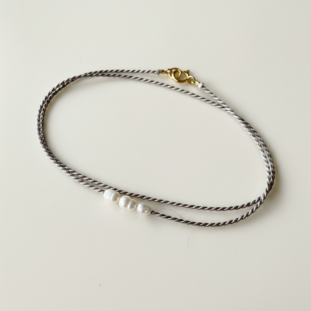Pearl and Silk Wrap Bracelet