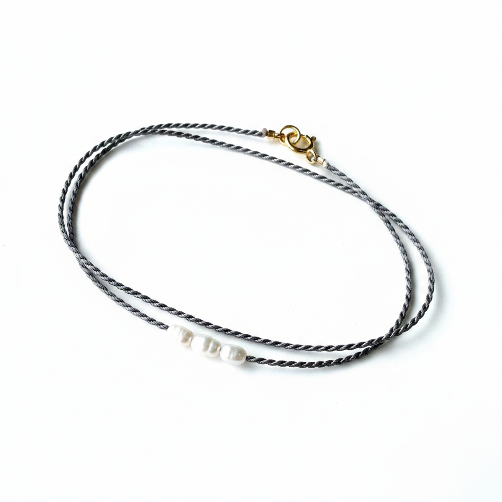 Pearl Cord Bracelet on White Background