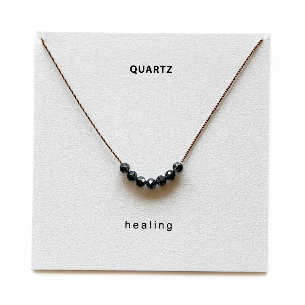 Quartz Healing Necklace on White Background