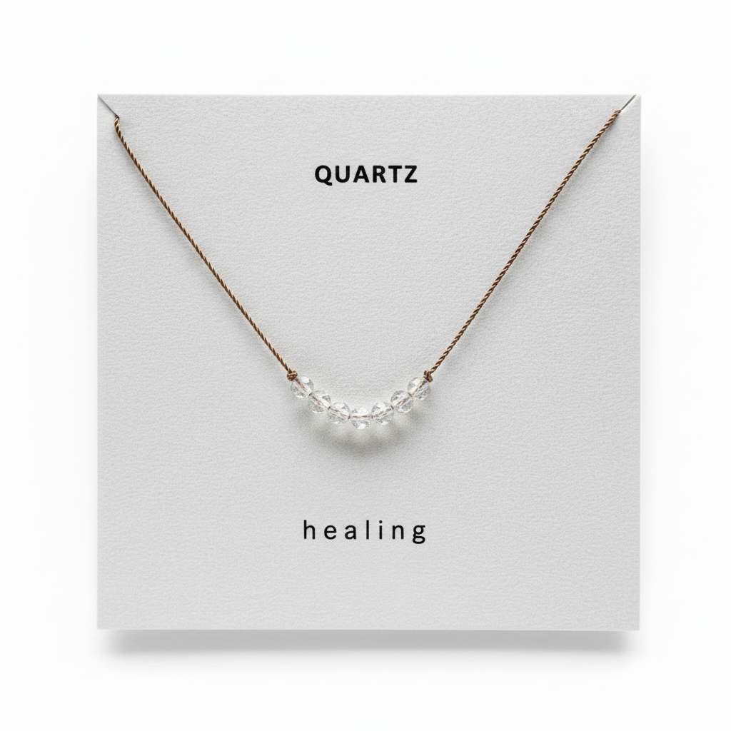 Quartz necklace matched to peridot size