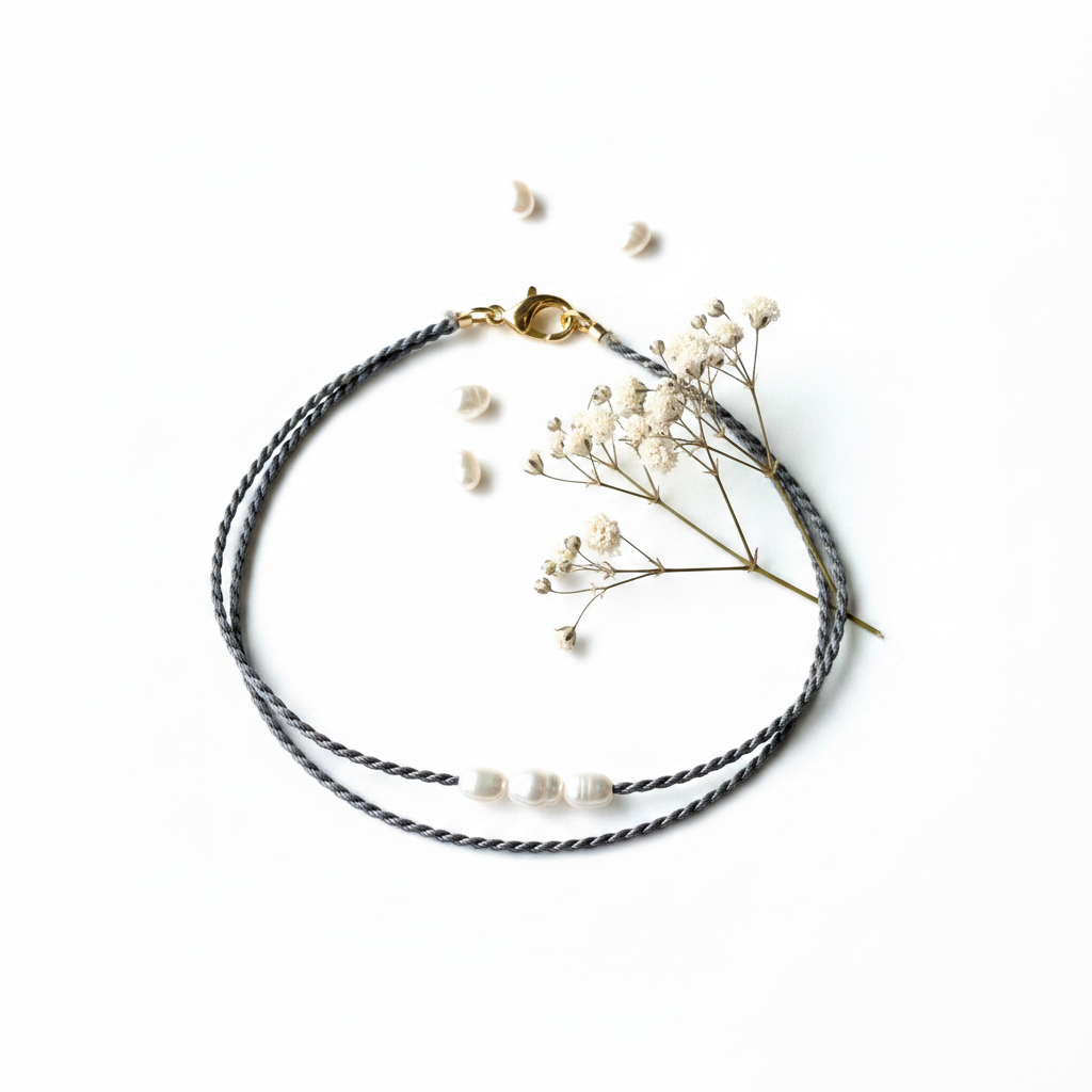 Styled Flat Lay Pearl Cord Bracelet